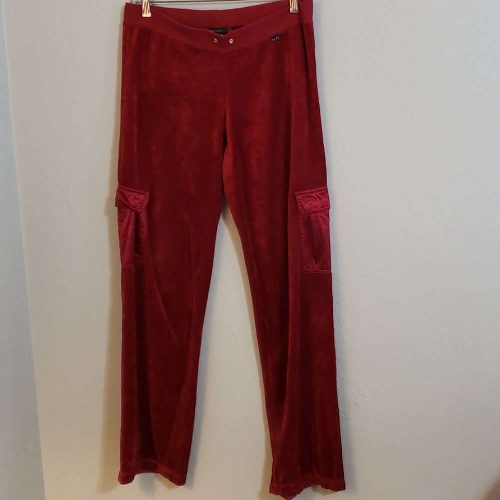 BCBG Maxazria Velour Cargo Pant Red M